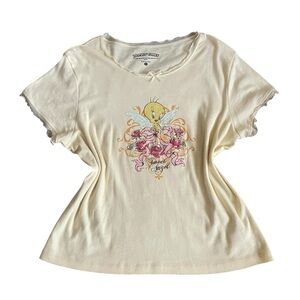 Pastel Yellow Y2K Tweety Bird Top